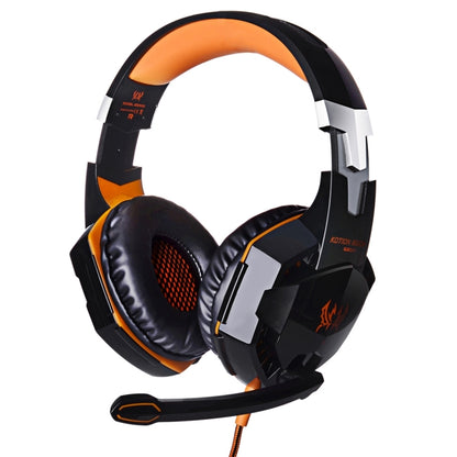 KOTION EACH G2000 Over-ear Game Gaming Headphone Headset Earphone Headband with Mic Stereo Bass LED Light for PC Gamer,Cable Length: About 2.2m(Orange + Black) - Multimedia Headset by KOTION EACH | Online Shopping UK | buy2fix
