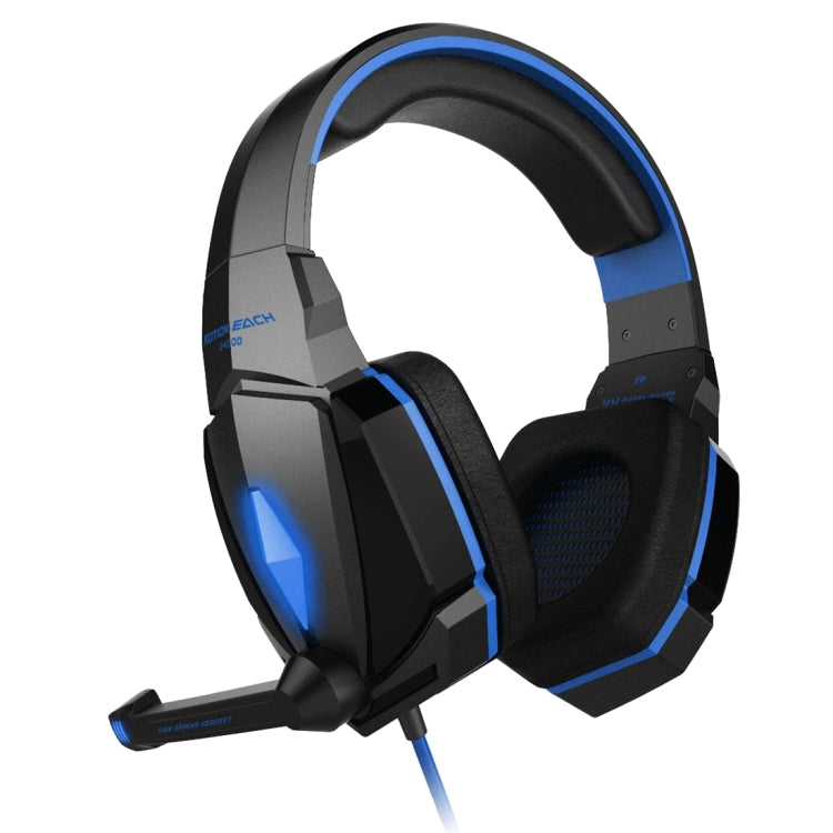 KOTION EACH G4000 Stereo Gaming Headphone Headset Headband with Mic Volume Control LED Light for PC Gamer,Cable Length: About 2.2m(Blue + Black) - Multimedia Headset by KOTION EACH | Online Shopping UK | buy2fix