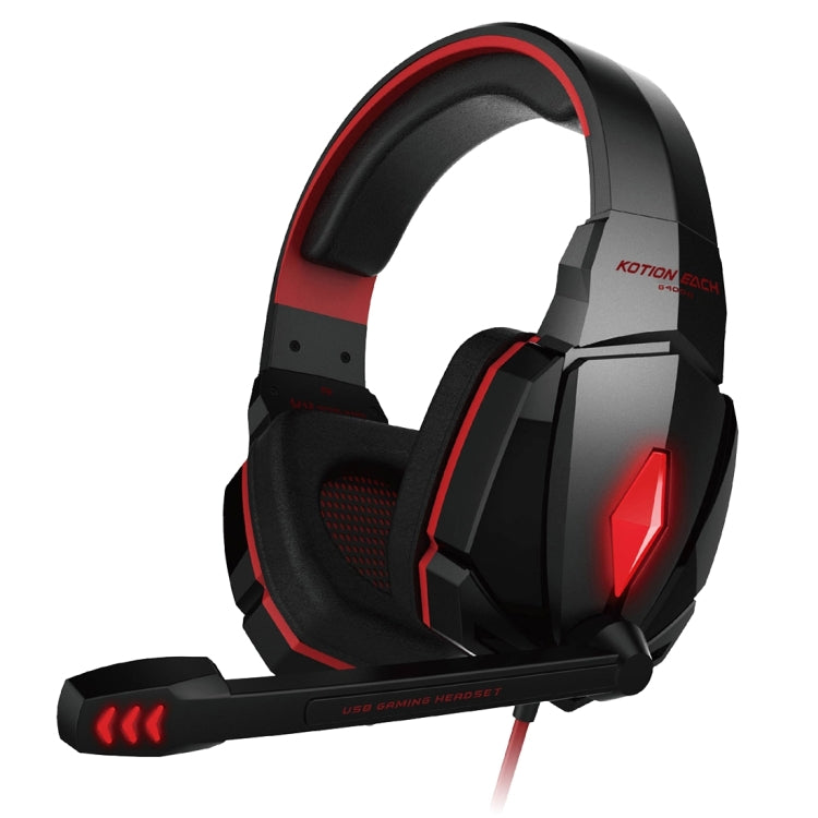 KOTION EACH G4000 Stereo Gaming Headphone Headset Headband with Mic Volume Control LED Light for PC Gamer,Cable Length: About 2.2m(Red + Black) - Multimedia Headset by KOTION EACH | Online Shopping UK | buy2fix