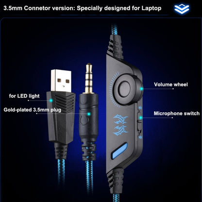 KOTION EACH G9000 3.5mm Game Gaming Headphone Headset Earphone Headband with Microphone LED Light for Laptop / Tablet / Mobile Phones,Cable Length: About 2.2m(Black Blue) - Multimedia Headset by KOTION EACH | Online Shopping UK | buy2fix