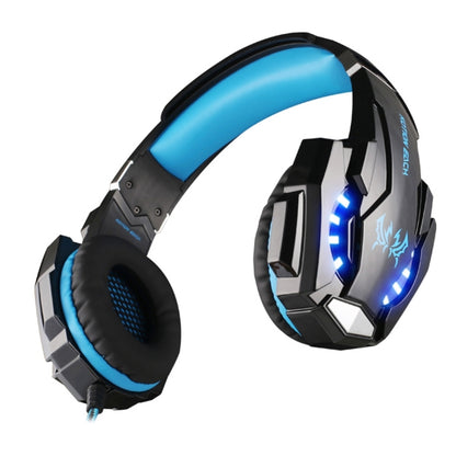 KOTION EACH G9000 3.5mm Game Gaming Headphone Headset Earphone Headband with Microphone LED Light for Laptop / Tablet / Mobile Phones,Cable Length: About 2.2m(Black Blue) - Multimedia Headset by KOTION EACH | Online Shopping UK | buy2fix