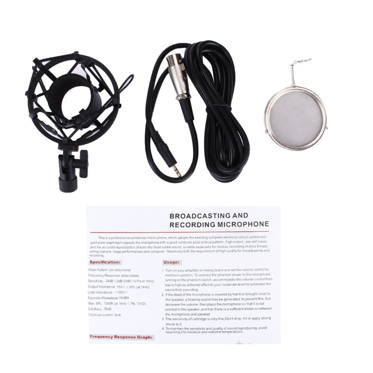 3000 Home KTV Mic Condenser Sound Recording Microphone with Shock Mount & Pop Filter for PC & Laptop, 3.5mm Earphone Port, Cable Length: 2.5m(White) - Consumer Electronics by buy2fix | Online Shopping UK | buy2fix