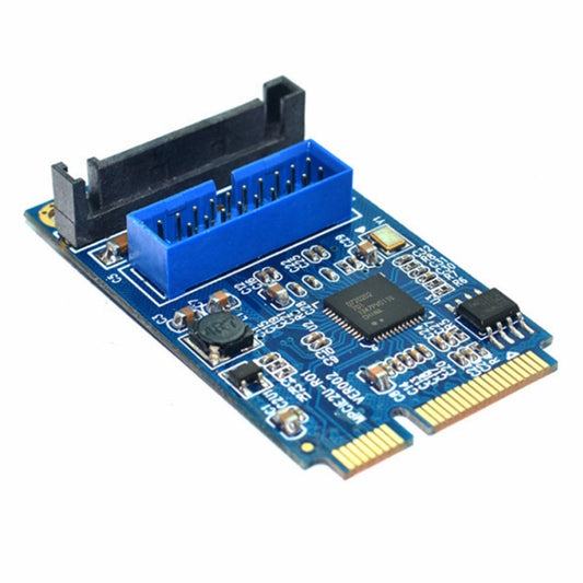 MINI PCI-E to USB 3.0 Front 19 Pin Desktop PC Expansion Card (Blue) by buy2fix