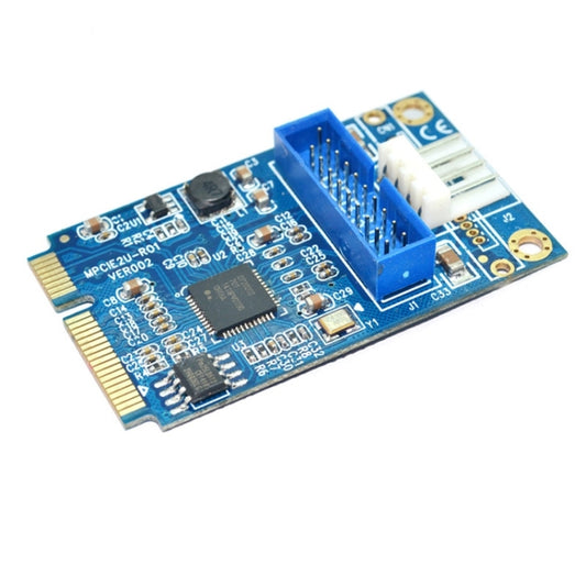 MINI PCI-E to USB 3.0 Front 19 Pin Desktop PC Expansion Card with 4 Pin Power Connection Port (Blue) by buy2fix