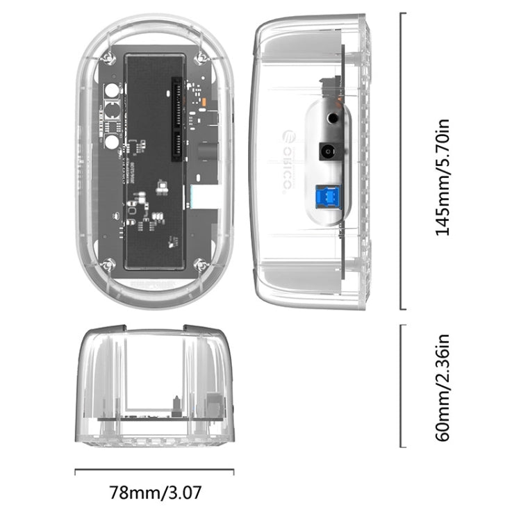 ORICO 6139U3 2.5 / 3.5 inch Transparent SATA to USB 3.0 Hard Drive Dock Station(Transparent) - HDD Enclosure by ORICO | Online Shopping UK | buy2fix