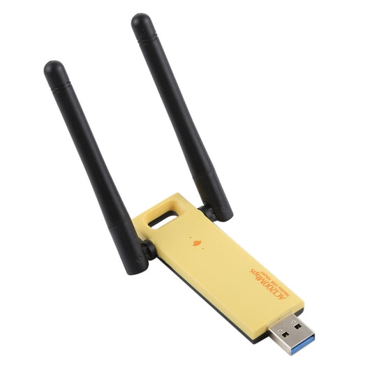 AC1200Mbps 2.4GHz & 5GHz Dual Band USB 3.0 WiFi Adapter External Network Card with 2 External Antenna(Yellow) by buy2fix