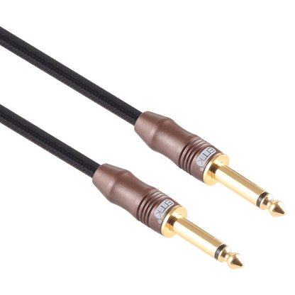 EMK 6.35mm Male to Male 3 Section Gold-plated Plug Cotton Braided Audio Cable for Guitar Amplifier Mixer, Length: 1.5m(Black) - Consumer Electronics by EMK | Online Shopping UK | buy2fix