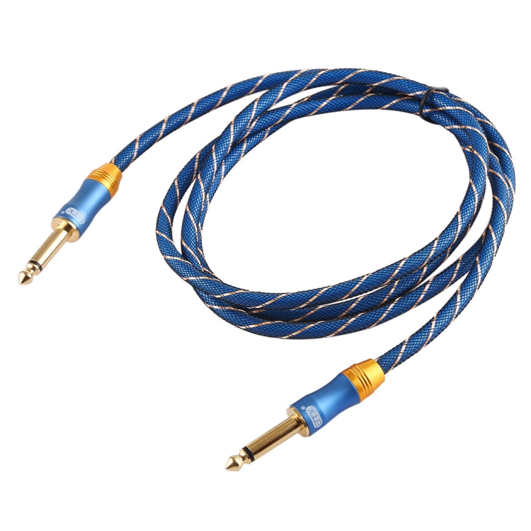 EMK 6.35mm Male to Male 3 Section Gold-plated Plug Grid Nylon Braided Audio Cable for Speaker Amplifier Mixer, Length: 1.5m(Blue) - Consumer Electronics by EMK | Online Shopping UK | buy2fix