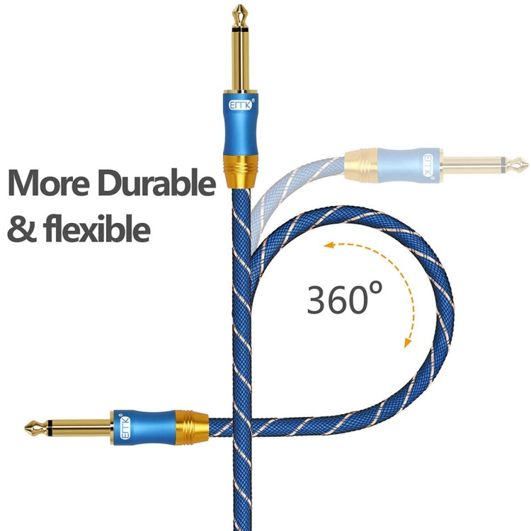 EMK 6.35mm Male to Male 3 Section Gold-plated Plug Grid Nylon Braided Audio Cable for Speaker Amplifier Mixer, Length: 1.5m(Blue) - Consumer Electronics by EMK | Online Shopping UK | buy2fix