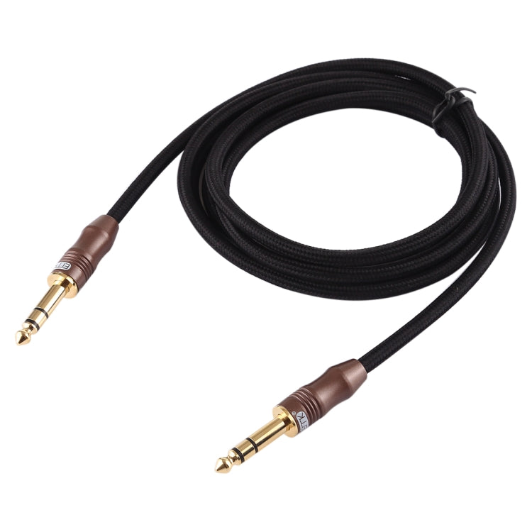 EMK 6.35mm Male to Male 4 Section Gold-plated Plug Cotton Braided Audio Cable for Guitar Amplifier Mixer, Length: 2m(Black) - Consumer Electronics by EMK | Online Shopping UK | buy2fix