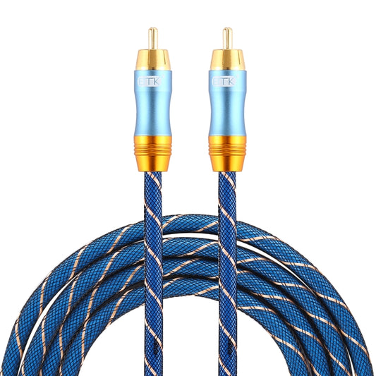 EMK 8mm RCA Male to 6mm RCA Male Gold-plated Plug Grid Nylon Braided Audio Coaxial Cable for Speaker Amplifier Mixer, Length: 2m(Blue) by EMK
