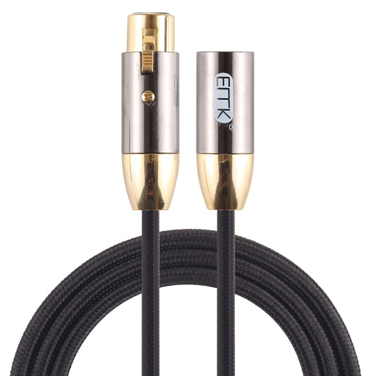 EMK XLR Male to Female Gold-plated Plug Cotton Braided Cannon Audio Cable for XLR Jack Devices, Length: 1m(Black) by EMK