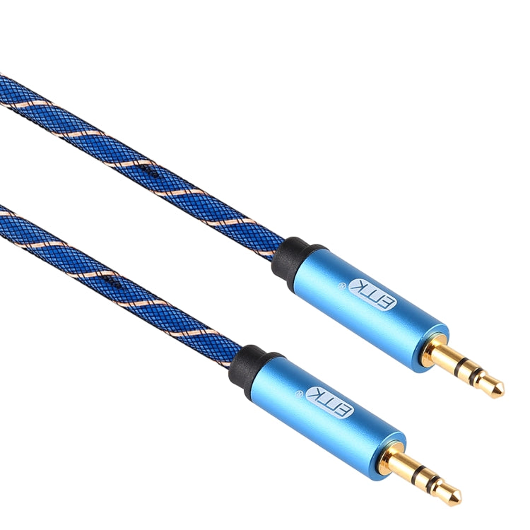 EMK 3.5mm Male to Male Grid Nylon Braided Audio Cable for Speaker / Notebooks / Headphone, Length: 0.5m(Blue) - Consumer Electronics by EMK | Online Shopping UK | buy2fix