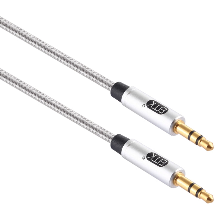 EMK 3.5mm Male to Male Gold-plated Plug Cotton Braided Audio Cable for Speaker / Notebooks / Headphone, Length: 1m(Grey) - Consumer Electronics by EMK | Online Shopping UK | buy2fix