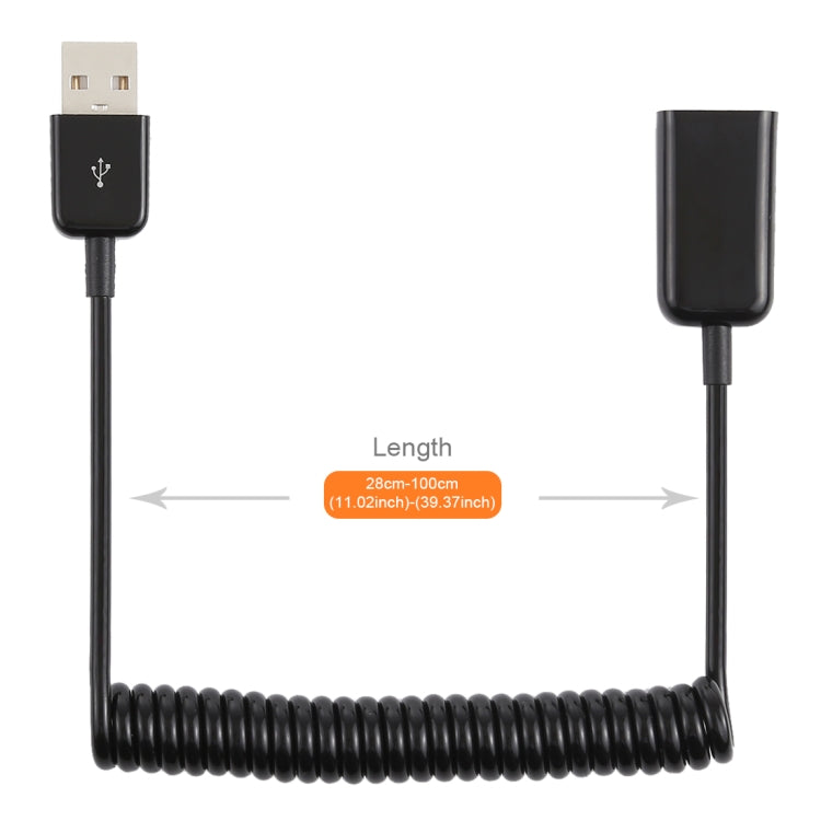 1m USB-A Male to USB-A Female Spring Coiled Cable -  by buy2fix | Online Shopping UK | buy2fix