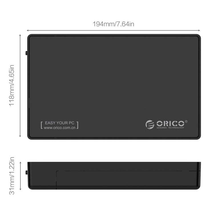 ORICO 3588C3 SATA 3.0 to USB-C / Type-C 2.5 / 3.5 inch SSD / SATA HDD Enclosure Storage Support UASP Protocol(Black) - HDD Enclosure by ORICO | Online Shopping UK | buy2fix