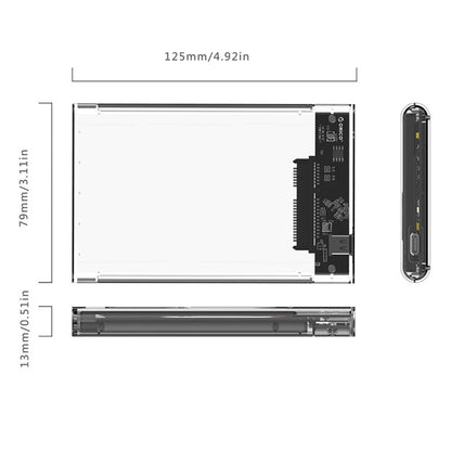 ORICO 2139C3-CR USB3.1 Type C Transparent External Hard Disk Box Storage Case for 9.5mm 2.5 inch SATA HDD / SSD - HDD Enclosure by ORICO | Online Shopping UK | buy2fix