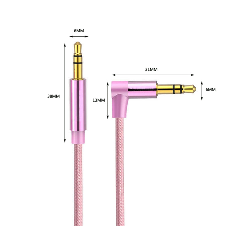 AV01 3.5mm Male to Male Elbow Audio Cable, Length: 2m (Rose Gold) by buy2fix