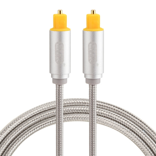 EMK 1m OD4.0mm Gold Plated Metal Head Woven Line Toslink Male to Male Digital Optical Audio Cable(Silver)