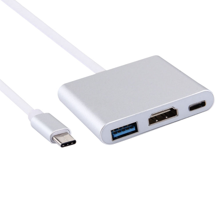 USB-C / Type-C 3.1 Male to USB-C / Type-C 3.1 Female & HDMI Female & USB 3.0 Female Adapter(Silver) - Computer & Networking by buy2fix | Online Shopping UK | buy2fix