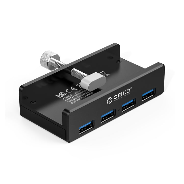 ORICO MH4PU Aluminum Alloy 4 Ports USB 3.0 Clip-type HUB with 1m USB Cable, Clip Width Range: 10-32mm(Black) - USB 3.0 HUB by ORICO | Online Shopping UK | buy2fix