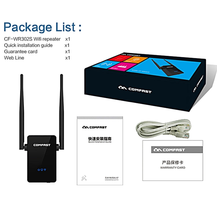 COMFAST CF-WR302S RTL8196E + RTL8192ER Dual Chip WiFi Wireless AP Router 300Mbps Repeater Booster with Dual 5dBi Gain Antenna, Compatible with All Routers with WPS Key - Computer & Networking by COMFAST | Online Shopping UK | buy2fix