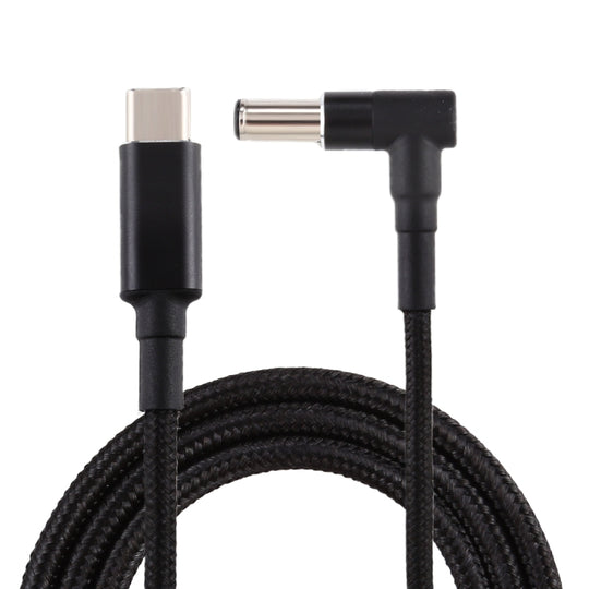 Câble de charge d'alimentation PD 100 W 6,0 x 1,4 mm coudé vers USB-C/Type-C en nylon tissé, longueur du câble : 1,7 m