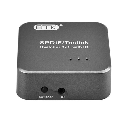 EMK SPDIF/TosLink Digital Optical Audio 3x1 Switcher with IR Controller (Grey) - Audio Signal Switcher by EMK | Online Shopping UK | buy2fix