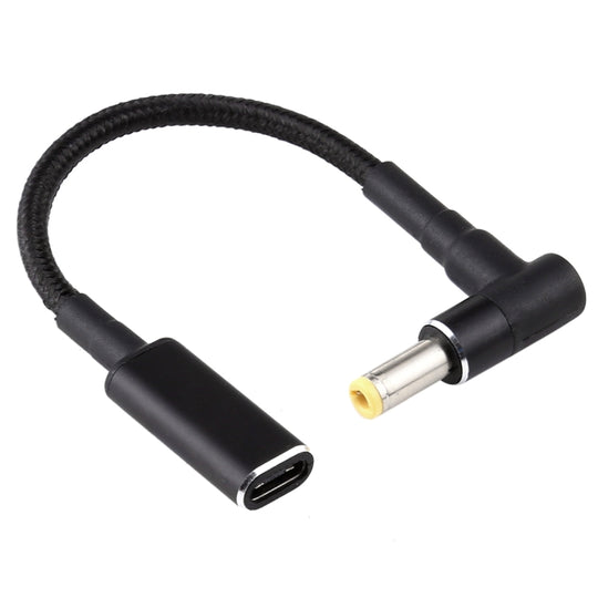 PD 100W 18,5-20V 5,5 x 2,5 mm Coude vers Adaptateur USB-C / Type-C Câble tressé en nylon