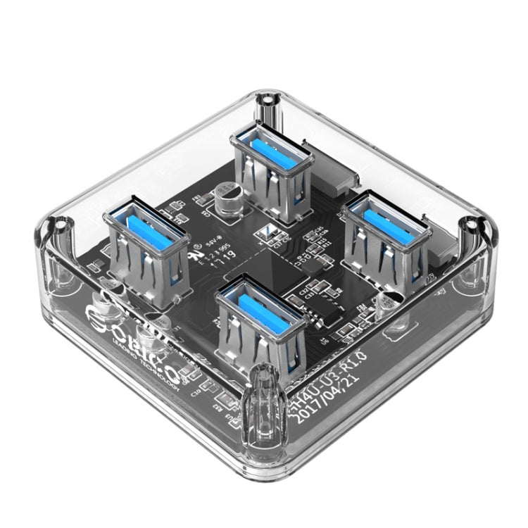 ORICO MH4U-100 USB 3.0 Transparent Desktop HUB with 100cm Micro USB Cable - USB 3.0 HUB by ORICO | Online Shopping UK | buy2fix