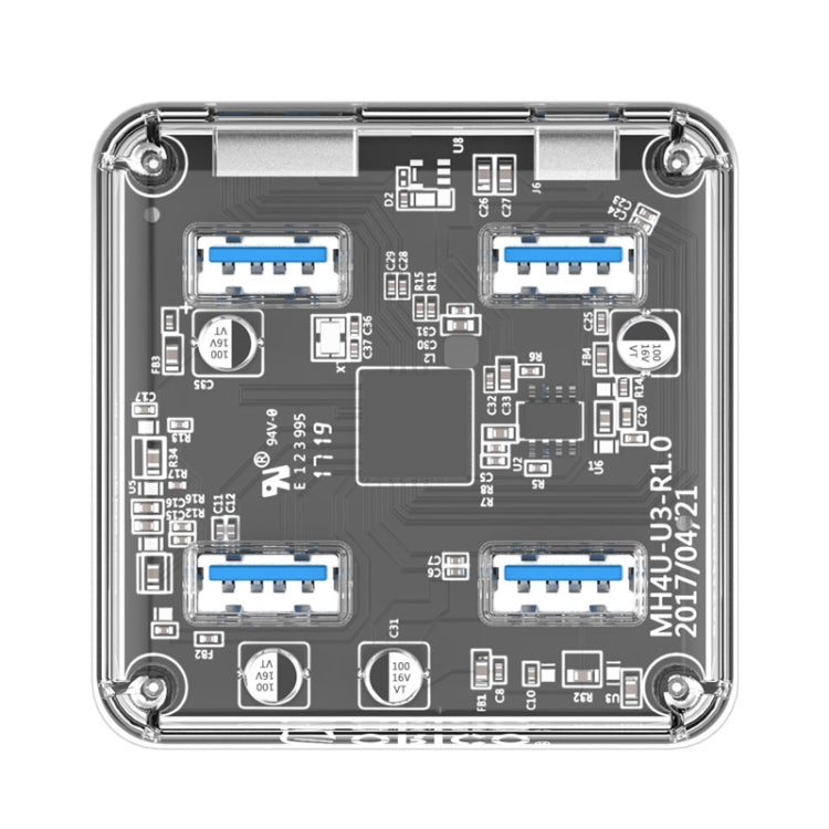 ORICO MH4U-100 USB 3.0 Transparent Desktop HUB with 100cm Micro USB Cable - USB 3.0 HUB by ORICO | Online Shopping UK | buy2fix