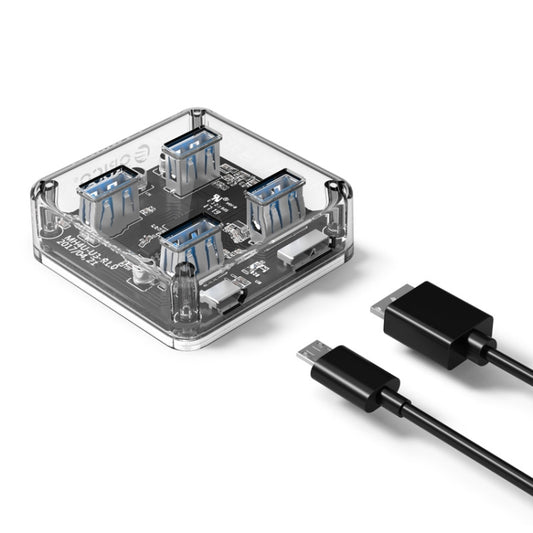 ORICO MH4U-30 USB 3.0 Transparent Desktop HUB with 30cm Micro USB Cable - USB 3.0 HUB by ORICO | Online Shopping UK | buy2fix