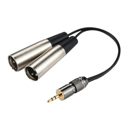 Metal Head 3.5mm Male to Aluminum Shell 2 x 3 Pin XLR CANNON Male Audio Connector Adapter Cable, Total Length: about 25cm by buy2fix