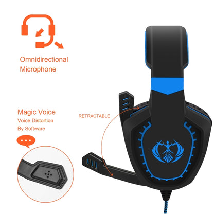 SADES AH-28 3.5mm Plug Wire-controlled Noise Reduction E-sports Gaming Headset with Retractable Microphone, Cable Length: 2m(Black Blue) - Multimedia Headset by SADES | Online Shopping UK | buy2fix