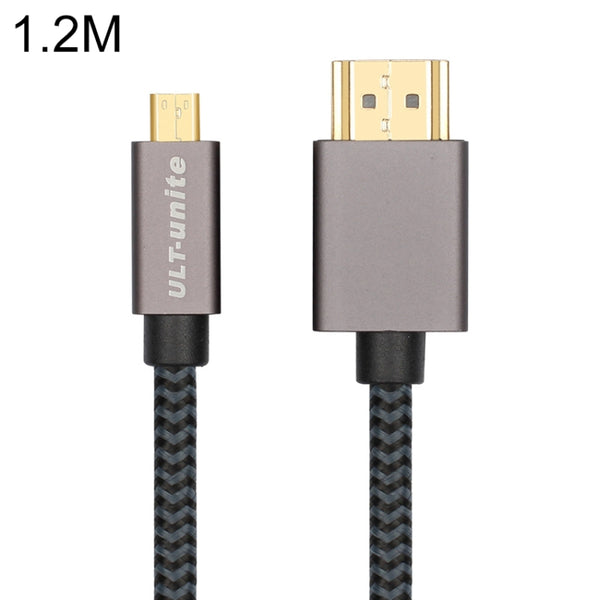 ULT-unite Gold-plated Head HDMI Male to Micro HDMI Male Nylon Braided Cable, Cable Length: 1.2m (Black) by ult-unite