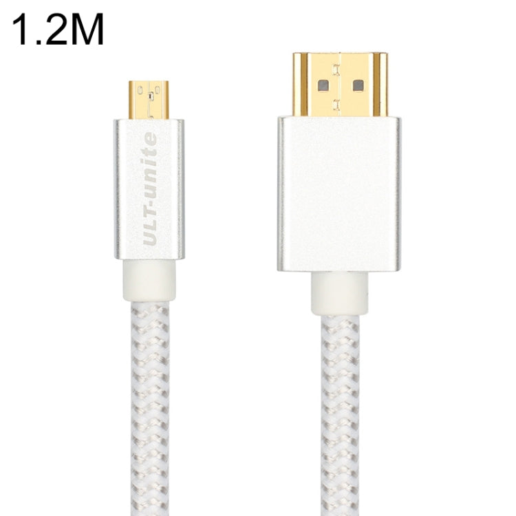 ULT-unite Gold-plated Head HDMI Male to Micro HDMI Male Nylon Braided Cable, Cable Length: 1.2m (Silver) - Cable by ult-unite | Online Shopping UK | buy2fix