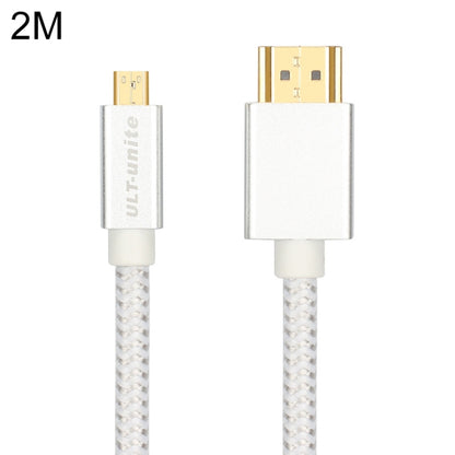 ULT-unite Gold-plated Head HDMI Male to Micro HDMI Male Nylon Braided Cable, Cable Length: 2m(Silver) - Cable by ult-unite | Online Shopping UK | buy2fix