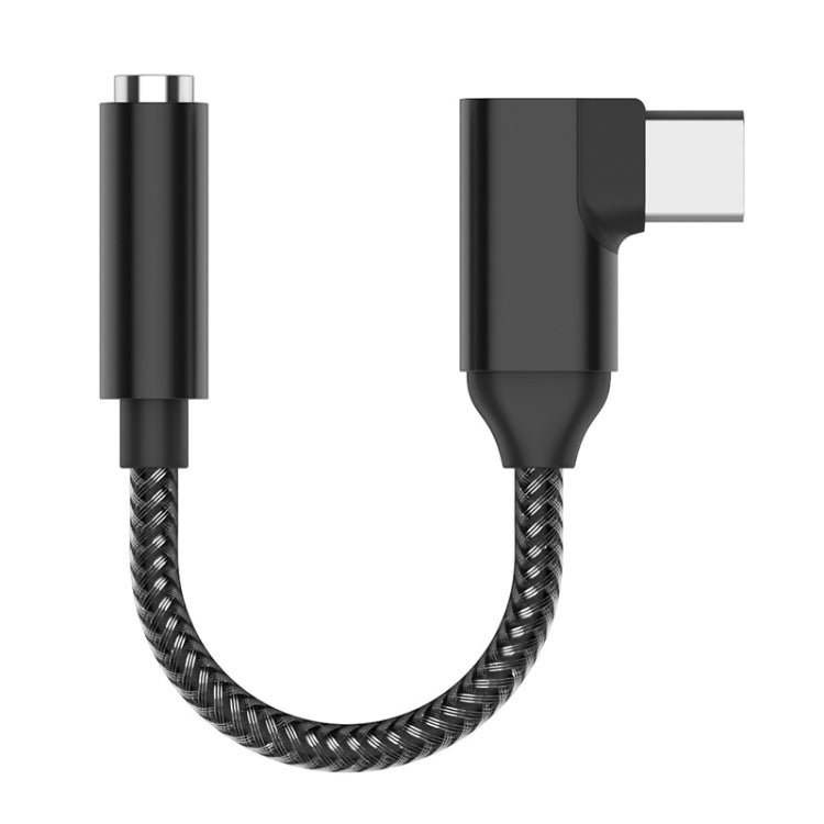 TA14 USB-C / Type-C Male to 3.5mm Audio Female Elbow Earphone Adapter (Black) - Type-C Adapter by buy2fix | Online Shopping UK | buy2fix
