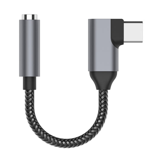 TA14 USB-C / Type-C Male to 3.5mm Audio Female Elbow Earphone Adapter (Grey) - Type-C Adapter by buy2fix | Online Shopping UK | buy2fix
