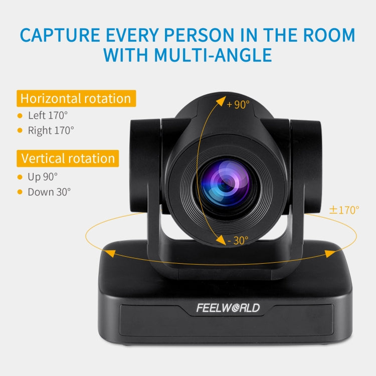 FEELWORLD USB10X 10X Optical Zoom 1080P USB PTZ Video Conference Camera, EU and US Plug(Black) - HD Camera by FEELWORLD | Online Shopping UK | buy2fix