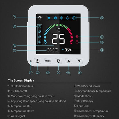 NEO NAS-RT01W WiFi Smart Color Screen Infrared Air Conditioner Controller Thermostat(White) - Consumer Electronics by NEO | Online Shopping UK | buy2fix