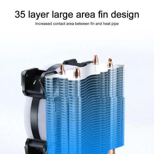 W-X3 3 Pin 9cm Double Copper Pipe Mute LED CPU Cooler Fan by buy2fix