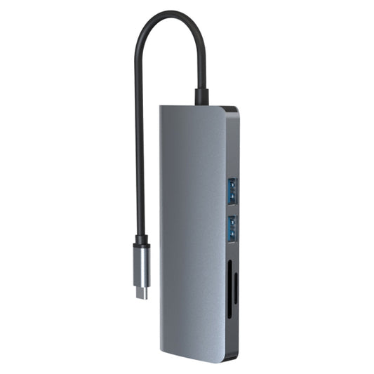 9 in 1 RJ45 + PD + SD/TF + USB 3.0 x 2 + HDMI + VGA + Audio to USB-C / Type-C HUB Adapter by buy2fix