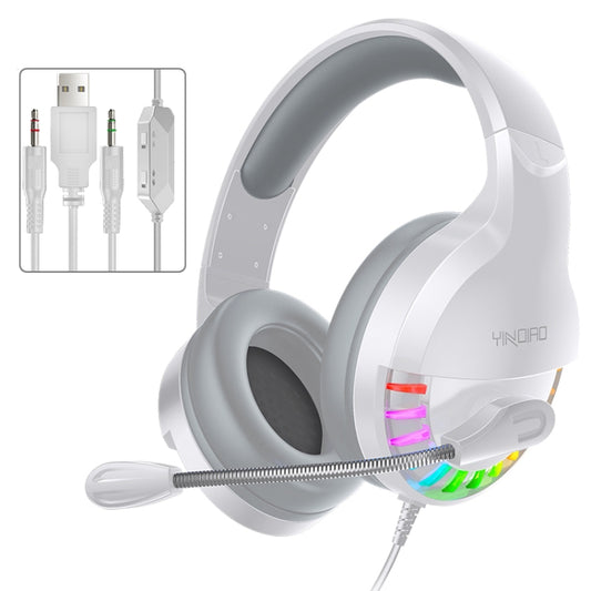 YINDIAO Q2 Head-mounted Wired Gaming Headset with Microphone, Version: Dual 3.5mm + USB(White) by YINDIAO
