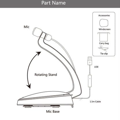 Yanmai SF-911 Professional Condenser Sound Recording 3.5mm Jack Microphone with Base Holder, Cable Length: 1.5m, Compatible with PC and Mac for Live Broadcast Show, KTV, etc.(White) - Consumer Electronics by Yanmai | Online Shopping UK | buy2fix