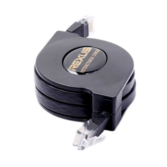 REXLIS 2m CAT6 Retractable Flat RJ45 Ethernet Network LAN Cable(Black) by REXLIS