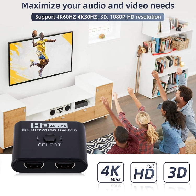 2 In 1 Out 4K HD Video Bi-Direction HDMI Switcher by buy2fix