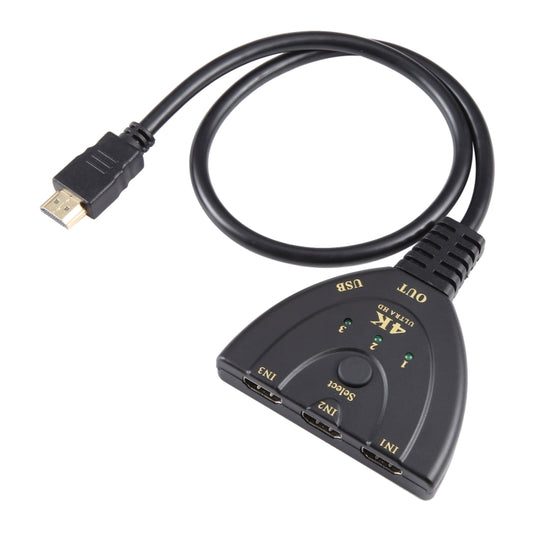 3 x 1 4K 30Hz HDMI Switcher with Pigtail HDMI Cable, Support External Power Supply - Switch by buy2fix | Online Shopping UK | buy2fix