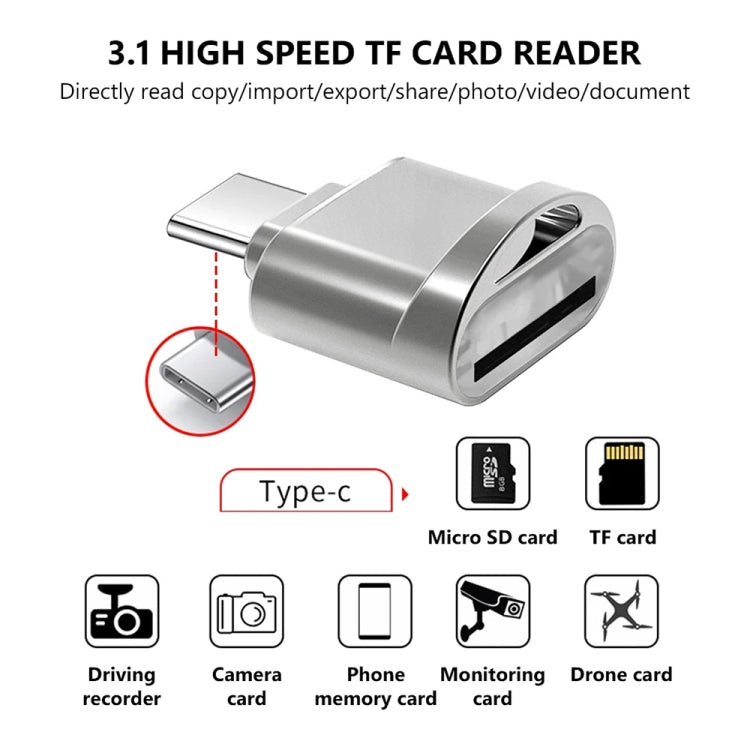 USB-C / Type-C 3.1 to Micro SD Card (TF Card) Reader Adapter(Silver) - U Disk & Card Reader by buy2fix | Online Shopping UK | buy2fix