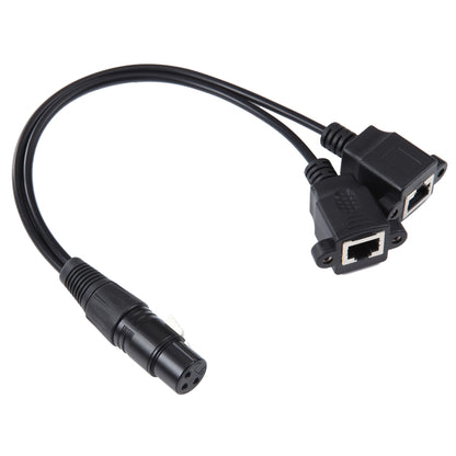 3-pin XLR Female to 2 x RJ45 Female Ethernet LAN Network Extension Cable, Cable Length: 30cm(Black) by buy2fix
